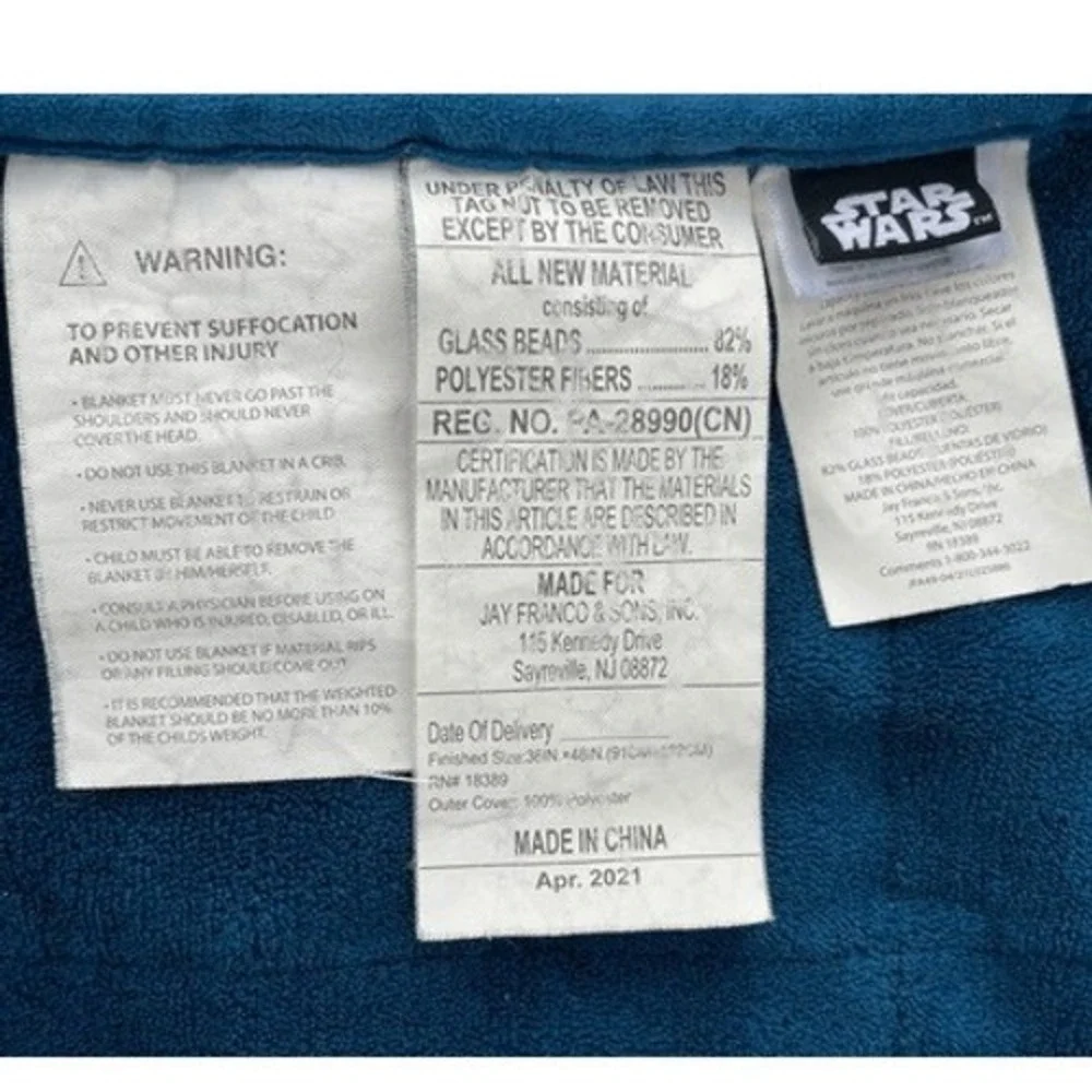 Star Wars Weighted Blanket Kids 36x48 Blue Yoda The Child